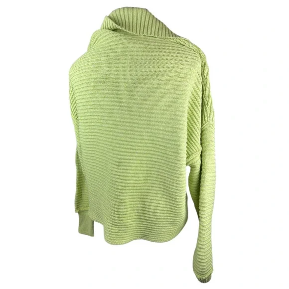 Free People Marlie Slouchy Oversized Sweater Ribbed V-Neck Lime Green Size Large - Picture 15 of 16
